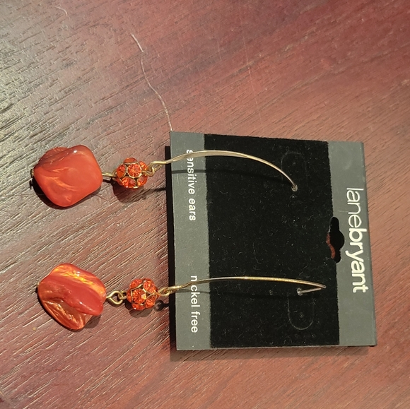NWT Lane Bryant orange earrings with crystals - Picture 6 of 6
